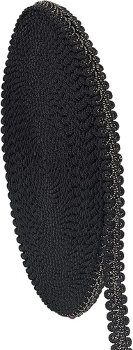 PH PandaHall - Pasamanería de gimp trenzada negra de 15 yardas, trenzado de 12 mm, poliéster metálico tejido, trenzado trenzado decorativo, cinta de
