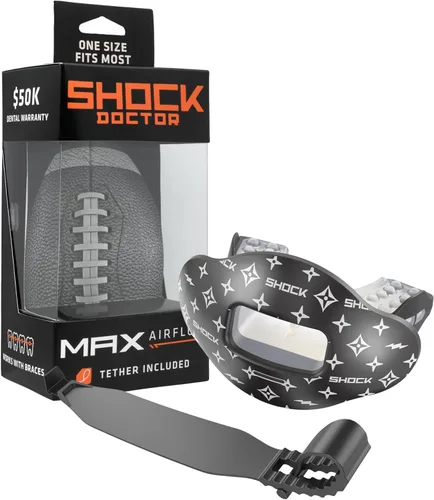 Miniatura 13 de Shock Doctor Protector Labial, Protector Bucal para Adultos y Jóvenes de Fútbol Americano con Correa, Boquilla de Fútbol Americano Transpirable