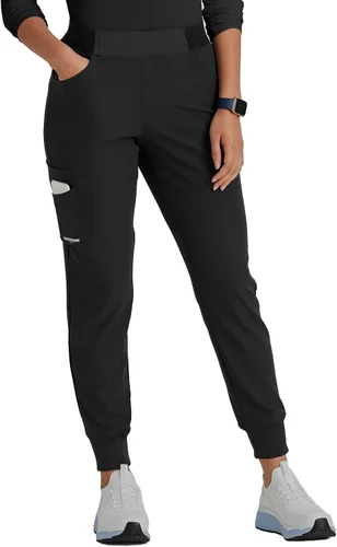 BARCO Skechers Vitality Electra Scrub Jogger para mujer, estilo yoga, pantalón médico de tela sostenible para mujer, Negro -