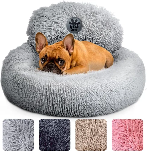 Miniatura 11 de PetJett - Cama calmante para perros pequeños, camas en forma de dona de 23 pulgadas, antideslizante y lavable, cama para mascotas de piel sintética