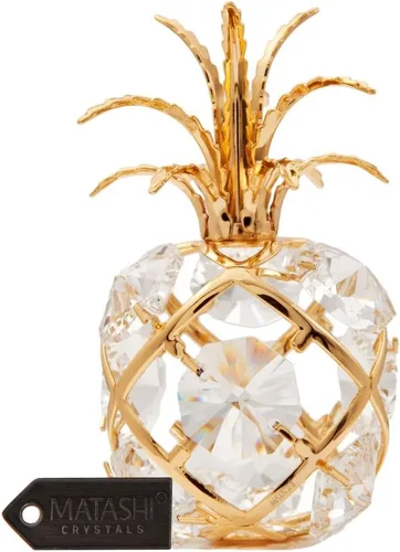 Miniatura 4 de Matashi Adorno de piña con tachuelas de cristal chapado en oro de 24 quilates, pieza decorativa de mesa para sala de estar, regalo para Navidad, día