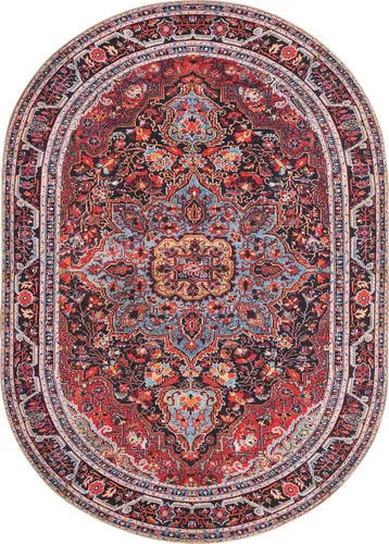 Miniatura 15 de Unique Loom Timeless Collection - Alfombra de área - Jude (3 pies 6 pulgadas, redonda, borgoña/negro)