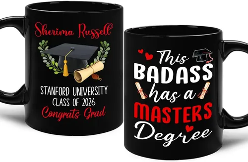 Miniatura 12 de Ever A Global Pandemic Couldn't Stop Me Taza de café de regalo para amigos graduados, taza de café negra de graduación personalizada con nombre