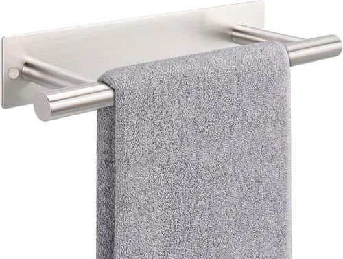 NearMoon Soporte de toalla de mano autoadhesivo/Anillo de toalla, Barra de toalla de mano de acero inoxidable resistente al óxido, se pega en la