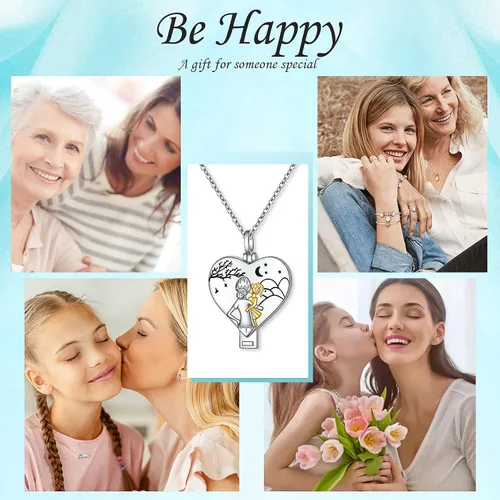 Miniatura 6 de YinShan Collares para madre e hija con imágenes en el interior de corazón para mujeres y niñas plata de ley 925 colgante para madre e hijo regalo