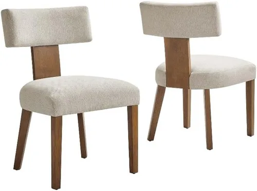 Miniatura 11 de Modway Nalani - Juego de 2 sillas de comedor sin brazos en tejido jaspeado, gris y negro, sillas auxiliares contemporáneas con patas de madera