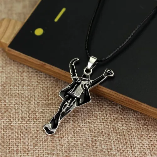 Miniatura 3 de Collar con dije de rey bailarín chapado en plata de ley 925 "Michael Jackson", Metal