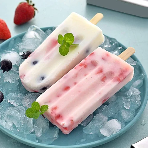 Miniatura 7 de Molde de paletas de acero inoxidable, moldes para paletas de hielo con estante, 55 palitos de bambú, cepillo de limpieza, 10 bolsas de burbujas (A)