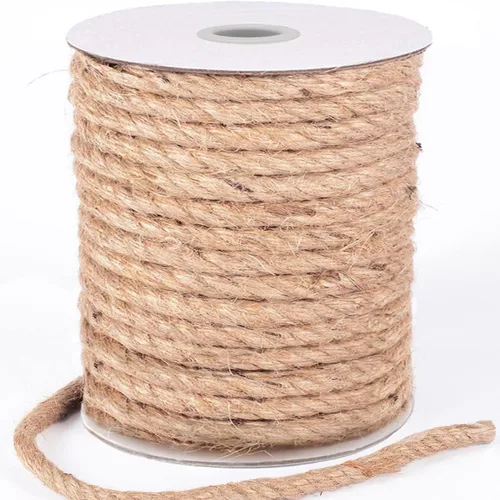 Cuerda de yute de 0.394 in, 98 pies, cuerda de arpillera de yute natural, cuerda de arpillera de arpillera de 98.4 ft, cuerda para manualidades