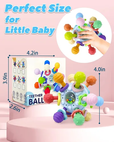 Miniatura 6 de Juguetes de Dentición para Bebés Mordedores para Bebés de 0-6 Meses Juguetes para Bebés Niñas Regalos para 0 3 6 9 12 Meses, Sonajeros para Recién