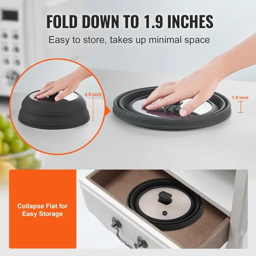 Miniatura 6 de VEVOR Cubierta y tapete para salpicaduras de microondas, tapa plegable de microondas de 10.8 pulgadas para alimentos, silicona resistente al calor