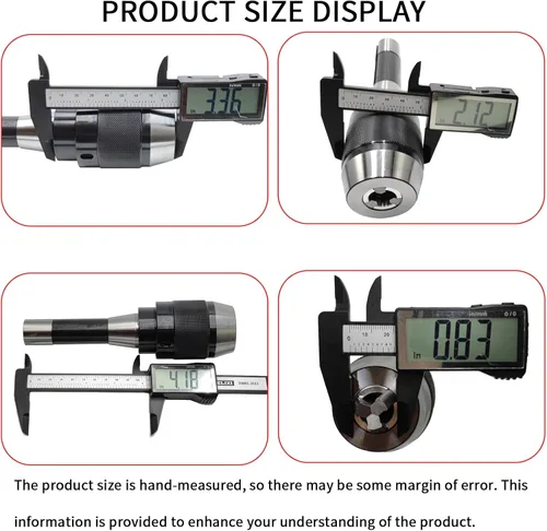 Miniatura 3 de Portabrocas R8, portabrocas sin llave de servicio pesado de 1/8"-5/8" (0.118-0.630 in) con vástago integral R8, rosca de barra de tracción 7/16"-20