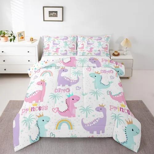 Miniatura 45 de Juego de Edredón de Princesa de Ballet para Niñas Tamaño Individual, Juego de Ropa de Cama de Castillo Arcoíris Kawaii Flores Lindas Mariquita Multi