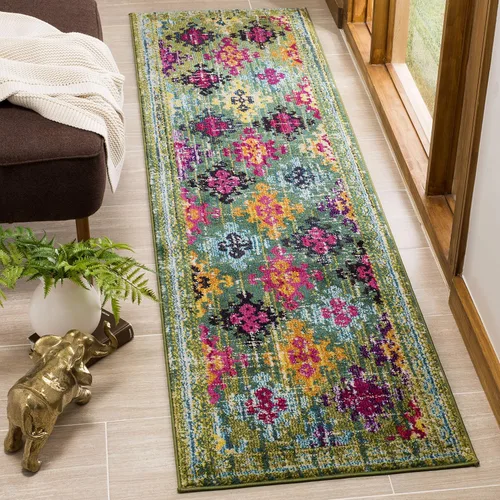 Miniatura 24 de SAFAVIEH Monaco Collection - Alfombra para pasillo, 2.2 x 6 pies, diseño bohemio de enrejado de diamantes, no desprende pelusa y de fácil cuidado