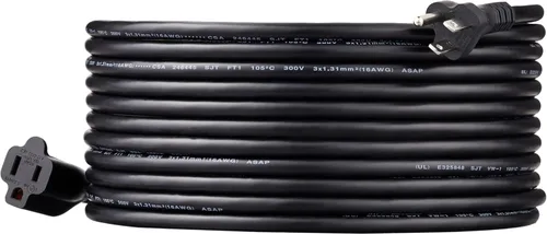 Miniatura 27 de Amazon Basics Cable de extensión, 13 amperios, 125 V, 20 pies, color negro, paquete de 2