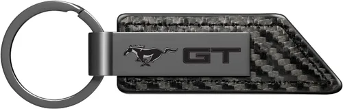 iPick Image Para Ford Mustang GT PU Cuero Fibra Textura Correa Negro Metal Bar Llavero - Con licencia oficial