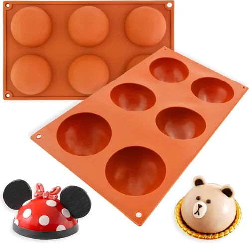 Miniatura 4 de Funshowcase Bandeja grande del molde del silicón del chocolate de la bóveda del hemisferio de la media esfera de 6 cavidades