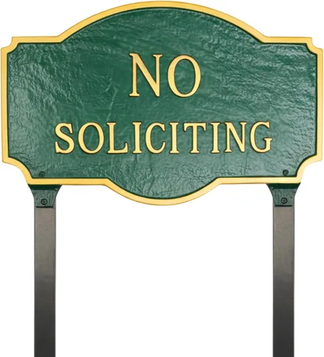 Miniatura 7 de Placa estándar Montague No Soliciting de 10" x 15" - Blanco/Negro