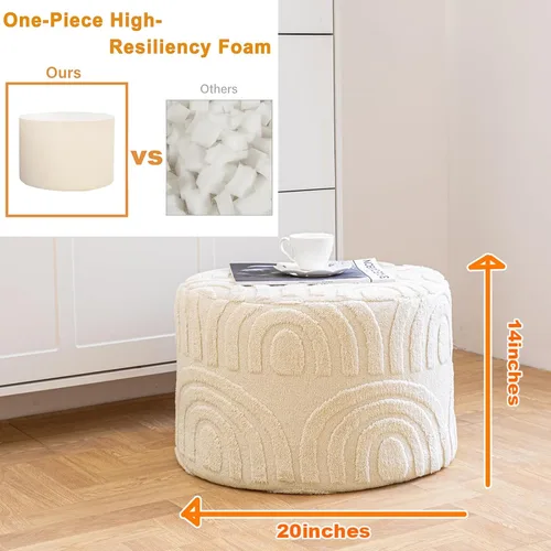 Miniatura 2 de Asuprui Reposapiés Otomano de Tela de Felpa – Puf de Espuma Suave de 20"x14" con Funda Extraíble Perfecto para Sala de Estar, Dormitorio y Lino