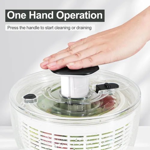 Miniatura 2 de Smile mom Centrifugadora de Ensalada Pequeña Centrifugadora de Lechuga Accesorios de Cocina Lavadora de Verduras, Alta Eficiencia para Cocina