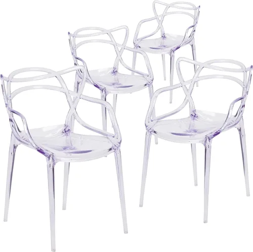 Flash Furniture Josh - Juego de 4 sillas laterales apilables transparentes de la serie Nesting