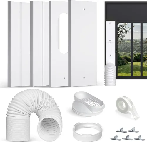 Kit de ventilación de aire acondicionado portátil mejorado, con manguera de escape 5.9, 4 placas de sellado deslizante, acoplador universal, kit de