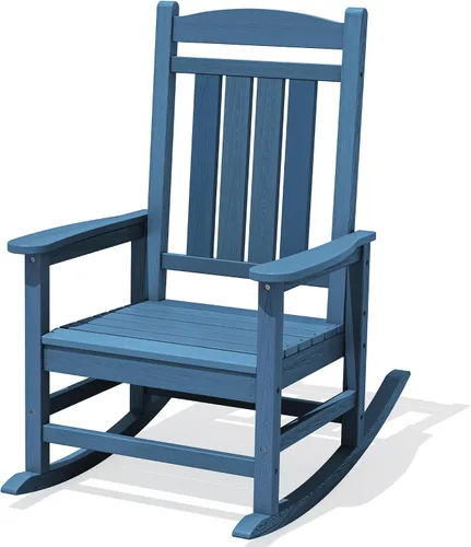Miniatura 31 de KINGYES Mecedoras de polietileno de alta densidad para exteriores, sillas mecedoras para patio con soporte de 330 libras, balancín suave para porche