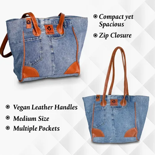 Miniatura 8 de THE VIADO Bolso de hombro de mezclilla para mujer, bolso de mano de gran capacidad con retro