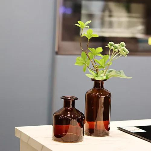 Miniatura 3 de 8 jarrones de vidrio ámbar para flores, mini jarrones de flores a granel, pequeños jarrones para centros de mesa para decoración de otoño, bodas