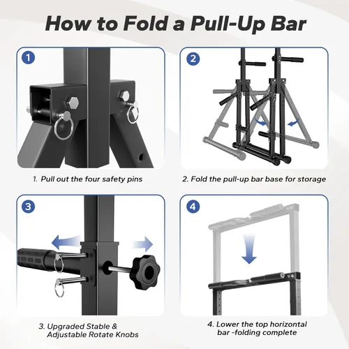 Miniatura 6 de Foldable Pull Up Bar Free Standing, Strength Training Pull-up Bars Adjustable Pull Up Station, Power Tower Pull Up Bar MultiFunction Pull Up Dip