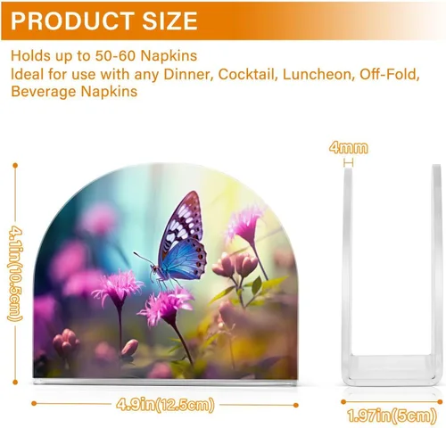 Miniatura 3 de Napkin Holder Butterfly Flowers Napkin Holders for Tables, Clear Acrylic Napkin Holders Cocktail Napkin Holder for Kitchen Restaurant Bar Home Decor