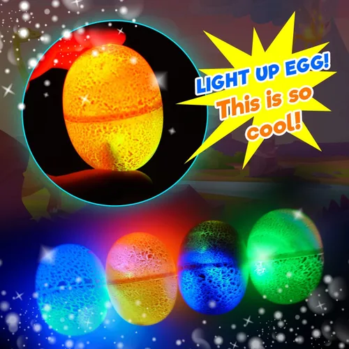 Miniatura 3 de JA-RU Slime - Huevos de dinosaurio con luces, 4 huevos surtidos, incluye dinosaurio sorpresa, limo de neón, luces intermitentes, juguetes de Pascua