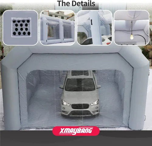 Miniatura 4 de Xmaybang Cabina de pulverización inflable de 30 x 20 x 13 pies, cabina de pintura automática portátil con sistema de filtración, adecuada para SUV