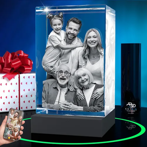 Miniatura 20 de ArtPix - Foto de cristal 3D, regalos personalizados para papá, mujeres, esposa, abuelo, gran regalo personalizado con tu propia foto, grabado en 3D