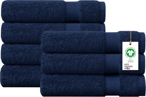 Miniatura 10 de Toallas 100% algodón orgánico de 22.93 oz/m² de felpa al tacto de secado rápido, paquete de 12 toallas de lavado de algodón orgánico, certificado