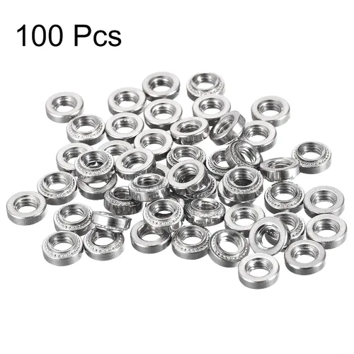 Miniatura 3 de uxcell Tuercas autoadhesivas, # 10-32 x 0.12 pulgadas, tuerca remachadora de acero inoxidable, cabeza redonda, acero inoxidable, fijación