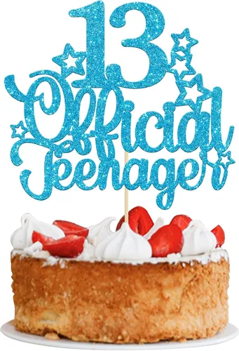 Miniatura 15 de Ephlyn 1 paquete de adorno para pastel de 13 años para adolescentes oficiales con purpurina, número 13, adorno de pastel para cumpleaños número 13