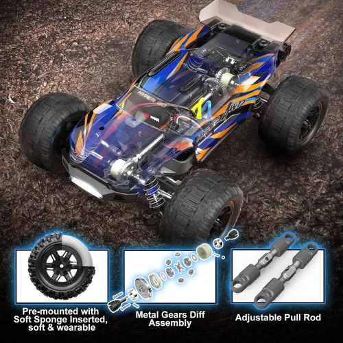 Miniatura 2 de HYPER GO H16DR - Auto a control remoto rápido a escala 1:16 listo para correr, Monster Truck RC de alta velocidad y saltos, coches RC todo terreno
