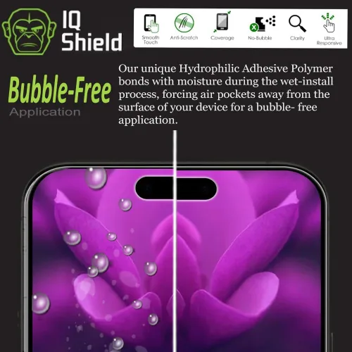 Miniatura 5 de IQShield Paquete de 2 protectores de pantalla para iPhone 15 Pro de 6.1 pulgadas, fácil de instalar, antiarañazos, película de TPU transparente