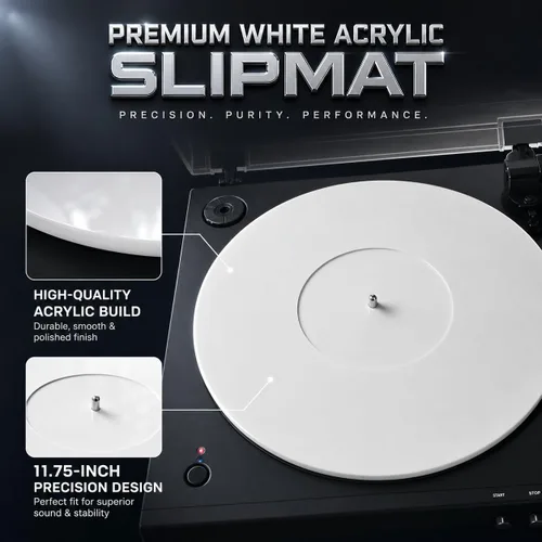 Miniatura 7 de Tapete acrílico blanco para tocadiscos, alfombrilla deslizante de plato de 11.75" para reproductor de discos de vinilo de 12'', antiestático