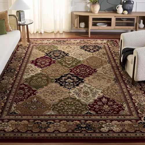 Miniatura 12 de SAFAVIEH Lyndhurst Collection LNH221C - Alfombra cuadrada de 8 pies multicolor / beige tradicional oriental, no desprende pelusa, para sala