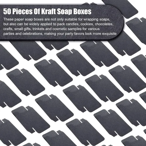 Miniatura 7 de Gersoniel 50 cajas de jabón de papel kraft para hacer jabón casero, suministros para recuerdos de fiesta, sin ventana, embalaje de envoltura de Negro