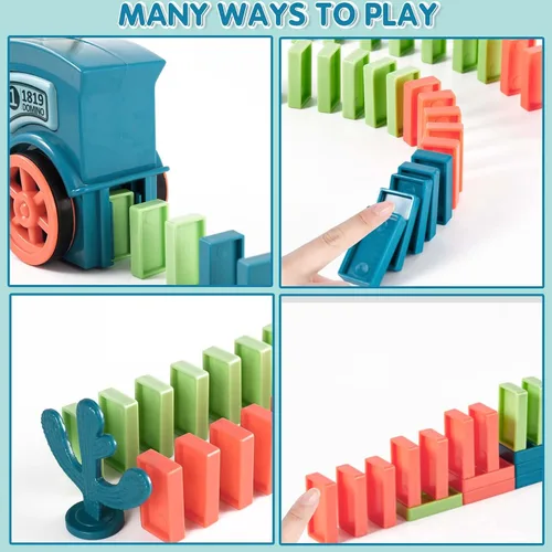 Miniatura 5 de Juego de 200 juguetes de tren de dominó, juego creativo de construcción y apilamiento automático para niños de más de 3 años, juguetes Montessori