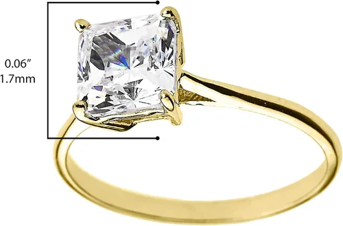 Miniatura 3 de Anillo de compromiso solitario de corte princesa de oro amarillo de 10 quilates