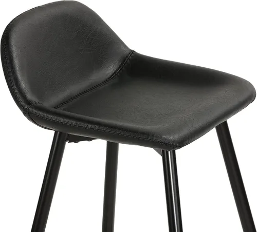 Miniatura 7 de Cortesi Home Taburetes de lluvia en piel sintética negro carbón, base negra (juego de 2)