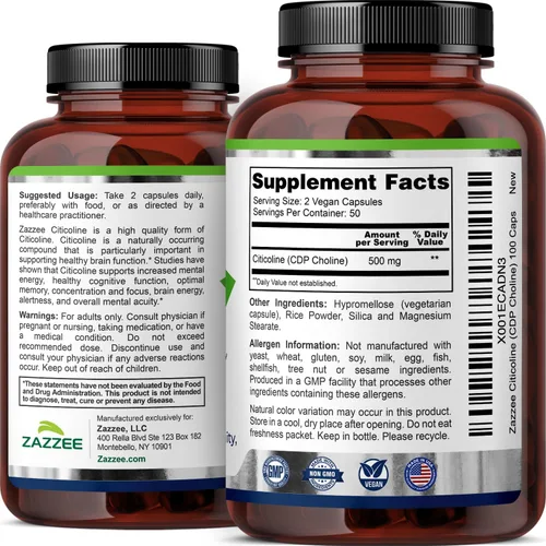 Miniatura 8 de Zazzee Citicoline CDP Colina 300 mg, 120 cápsulas veganas, veganas, sin OMG y totalmente naturales, grado premium, contiene estabilizadores orgánicos