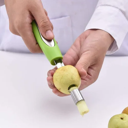 Miniatura 5 de Herramienta de extracción de descorazonador de pera de manzana de acero inoxidable con borde dentado afilado, herramienta removedor de núcleo