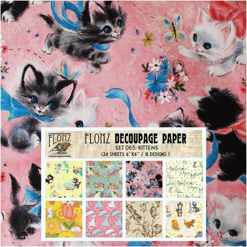 Miniatura 11 de Decoupage - Paquete de papel (24 hojas de 6 x 6 pulgadas) para recién nacido, FLONZ, papel de estilo vintage para decoupage y manualidades Uno