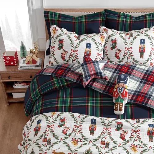 Miniatura 3 de Levtex Home - Spencer Plaid Navy - Juego de edredón individual (68x88 pulgadas) + una funda de almohada (20x26 pulgadas) - A cuadros - Rojo, verde