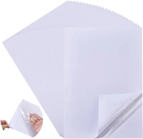 BENECREAT 18 hojas de cinta blanca de doble cara tamaño A4 de 8.3 x 11.5 pulgadas, hoja adhesiva fuerte (0.004 in) para manualidades de Navidad,